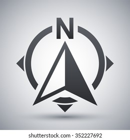 North direction compass icon, stock vector
