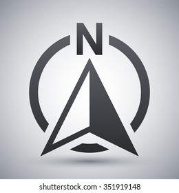 North Direction Compass Icon, Vector