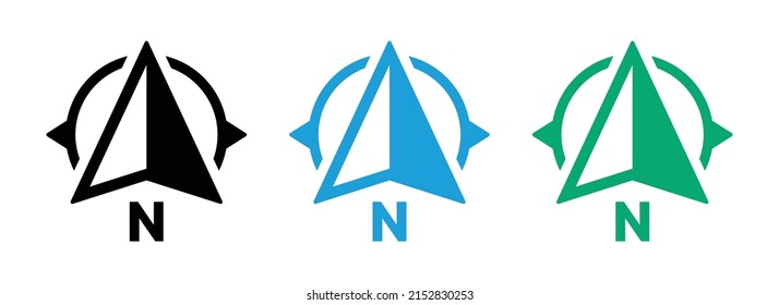 North direction icon set. North compass symbol in different color design. Vector illustration