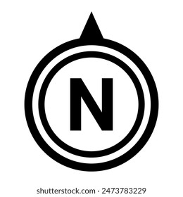 Símbolo de dirección norte para el mapa. Signo del norte.	