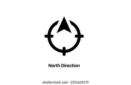 North direction vector icon black and white eps 8