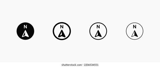 Icono vectorial de dirección norte. Ilustración vectorial del lado norte.