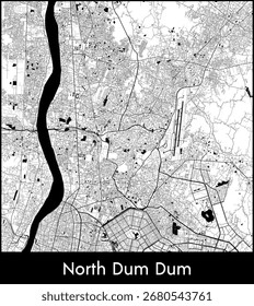 North Dum Dum city map, India - Topographic vector map poster