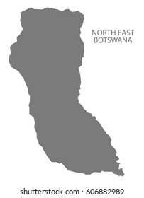 North East Botswana district map grey illustration silhouette