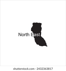 Mapa del noreste de Botsuana y diseño de letra negro sobre fondo blanco