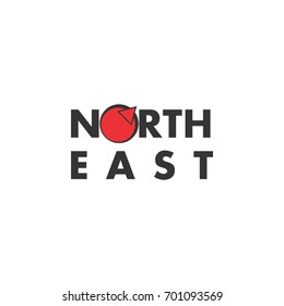 NORTH EAST compass logo design vector