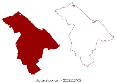 North East Lincolnshire Unitary authority and borough (United Kingdom of Great Britain and Northern Ireland, ceremonial county Lincolnshire or Lincs, England) map vector illustration, scribble sketch