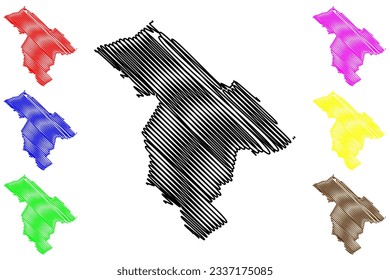 North East Lincolnshire Unitary authority and borough (United Kingdom of Great Britain and Northern Ireland, ceremonial county Lincolnshire or Lincs, England) map vector illustration, scribble sketch 