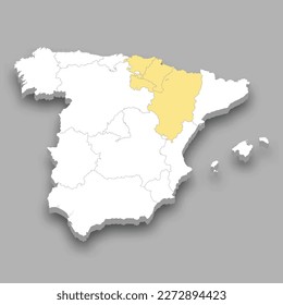 North East region location within Spain 3d isometric map