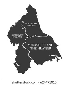 North East and North West England - Yorkshire and the Humber Map UK illustration svg