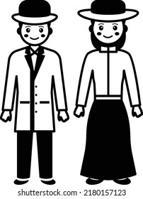 North Ethnic Dress of USA vector icon design, World Indigenous Peoples symbol, characters in casual clothes Sign, traditional dress stock illustration, American couple standing together Concept