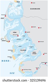 North Frisian Islands map