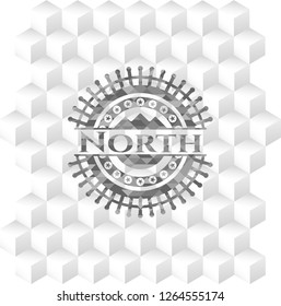 North grey emblem. Retro with geometric cube white background