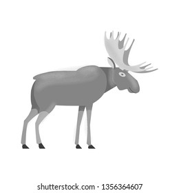 North handsome moose in a meadow, vector illustration