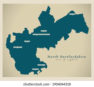 North Hertfordshire District Map - England UK