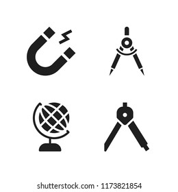 north icon. 4 north vector icons set. earth globe, compass and magnet icons for web and design about north theme