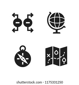 north icon. 4 north vector icons set. magnet, globe and compass icons for web and design about north theme