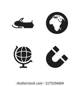 north icon. 4 north vector icons set. snowmobile, globe and earth globe icons for web and design about north theme