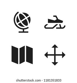 north icon. 4 north vector icons set. snowmobile, earth globe and navigation icons for web and design about north theme