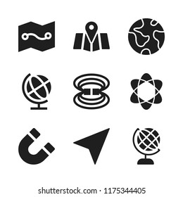 north icon. 9 north vector icons set. magnetic field, earth globe and physics icons for web and design about north theme