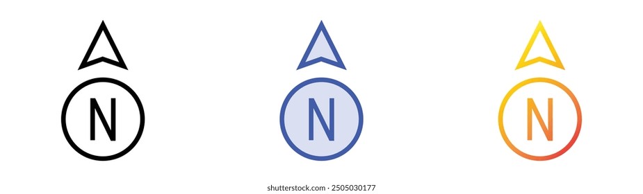 north icon. Linear, Blue Fill and Gradient Style Design Isolated On White Background