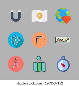 north icon set. vector set about magnet, compass, planet earth and map icons set.