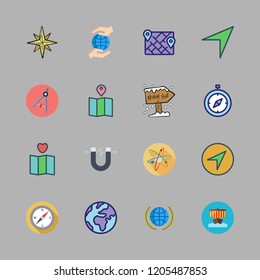 north icon set. vector set about north pole, map, physics and compass icons set.