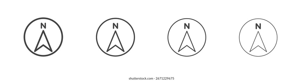 North icon. Thin line icon for website design and development, app development.