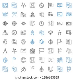 north icons set. Collection of north with flags, map, magnet, compass, flag, weathercock, iceberg, wind rose, explore, maple leaf, viking, weather vane. Editable and scalable north icons.