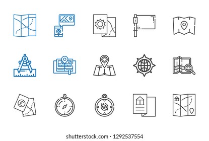 north icons set. Collection of north with map, compass, flag. Editable and scalable north icons.