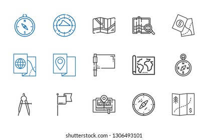 north icons set. Collection of north with map, compass, flag. Editable and scalable north icons.