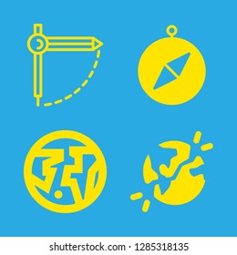 north icons set with compass and planet earth vector set