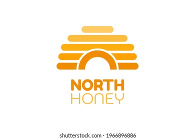 north igloo honey bee hive logo concept design illustration