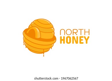 north igloo honey bee hive logo concept design illustration