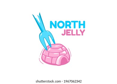north igloo jelly pink blue fork food logo concept design illustration