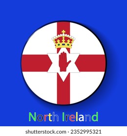 North Ireland vector flag. Football europe 2024 tournament championship. Round badges of the country in the actual championship colors.