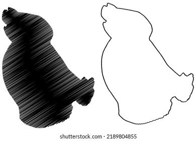 North island (Republic of Seychelles, Indian Ocean, Inner Islands) map vector illustration, scribble sketch Ile du Nord map
