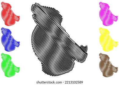 North island (Republic of Seychelles, Indian Ocean, Inner Islands) map vector illustration, scribble sketch Ile du Nord map