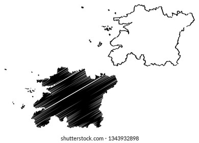 North Jeolla Province (South Korea, Republic of Korea, ROK, Provinces of South Korea) map vector illustration, scribble sketch Jeollabuk-do map