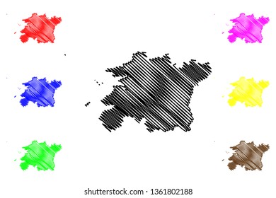 North Jeolla Province (South Korea, Republic of Korea, ROK, Provinces of South Korea) map vector illustration, scribble sketch Jeollabuk-do map