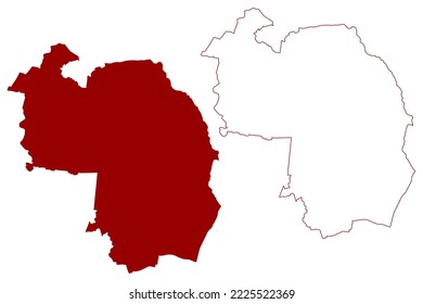 North Kesteven Non-metropolitan district (United Kingdom of Great Britain and Northern Ireland, ceremonial county Lincolnshire or Lincs, England) map vector illustration, scribble sketch map