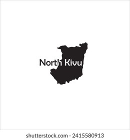 North Kivu Democratic Republic Of Congo map and black letter design on white background