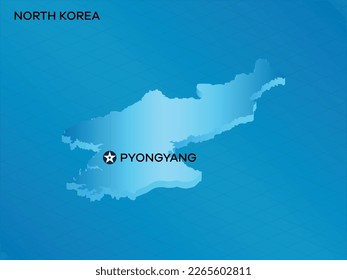 Mapa isométrico 3D de Corea del Norte con diseño de imagen vectorial de Mark Pyongyang