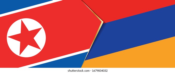 North Korea and Armenia flags, two vector flags symbol of relationship or confrontation.