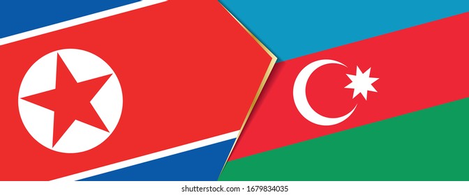 Banderas de Corea del Norte y Azerbaiyán, dos banderas vectoriales símbolo de relación o confrontación.