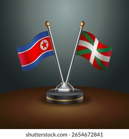 Coreia do Norte e País Basco sinalizam relação com fundo de gradiente. Ilustração de vetor