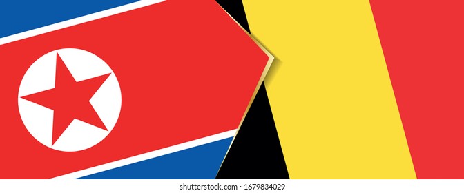 Banderas de Corea del Norte y Bélgica, dos banderas vectoriales símbolo de relación o confrontación.