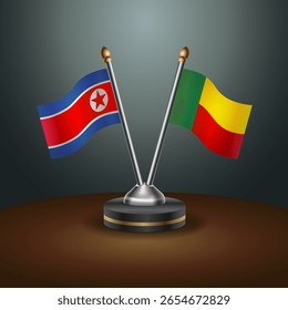 Tabela da Coreia do Norte e do Benim sinaliza relação com fundo de gradiente. Ilustração de vetor