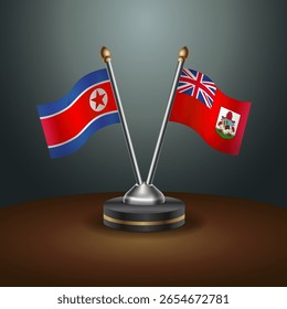 A tabela Coreia do Norte e Bermuda sinaliza a relação com o plano de fundo gradiente. Ilustração de vetor