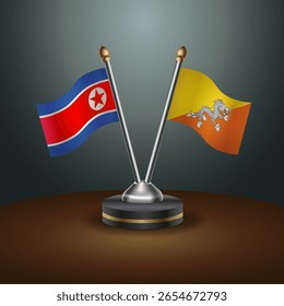 A tabela Coreia do Norte e Butão sinaliza a relação com o plano de fundo gradiente. Ilustração de vetor